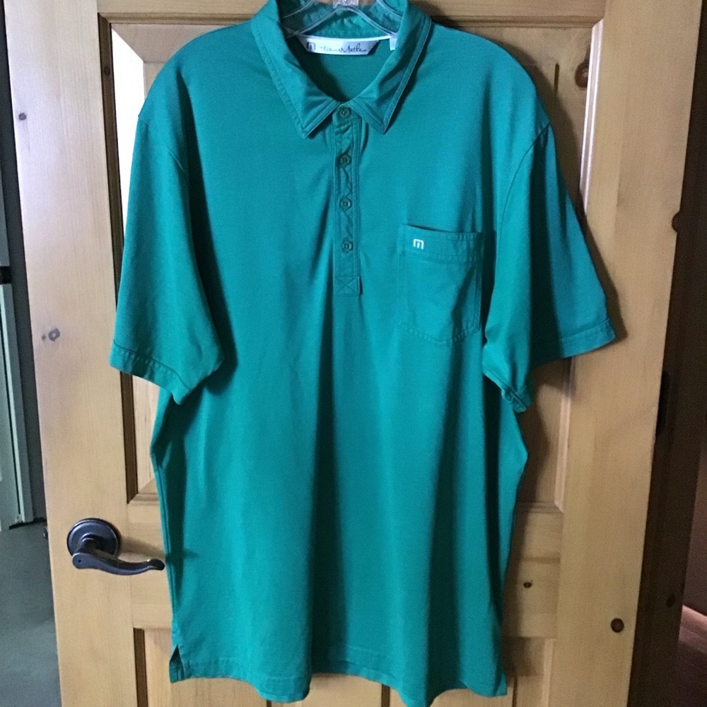 Travis Mathew Solid Green Polo Shirt